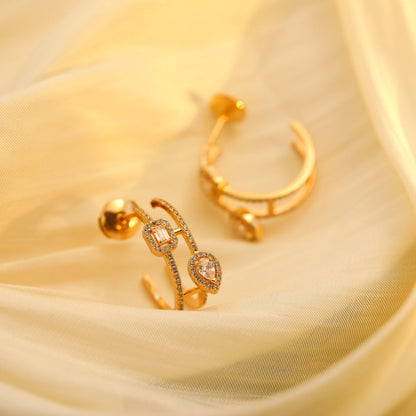 [Spark]CREOLES MY TWIN 2 RANGS SILVER DIAMOND EARRINGS