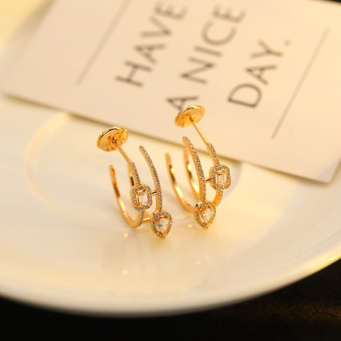 [Spark]CREOLES MY TWIN 2 RANGS SILVER DIAMOND EARRINGS