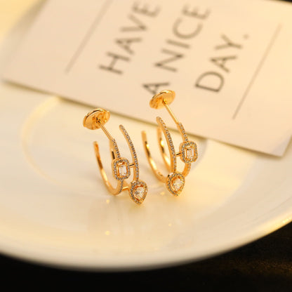 [Spark]CREOLES MY TWIN 2 RANGS SILVER DIAMOND EARRINGS