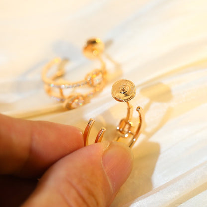 [Spark]CREOLES MY TWIN 2 RANGS SILVER DIAMOND EARRINGS