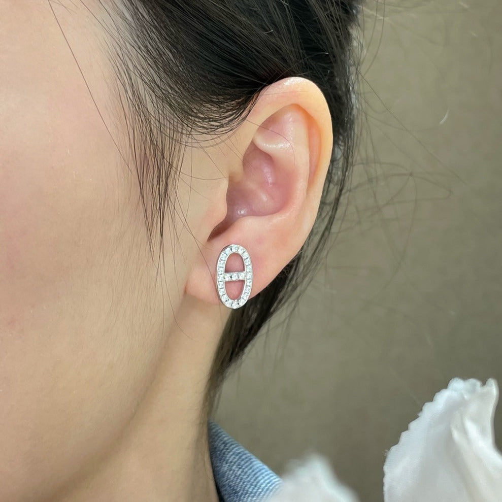 [Spark]HM FULL DIAMOND PIG NOSE STUD EARRINGS