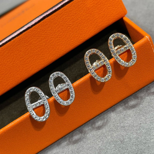 [Spark]HM FULL DIAMOND PIG NOSE STUD EARRINGS