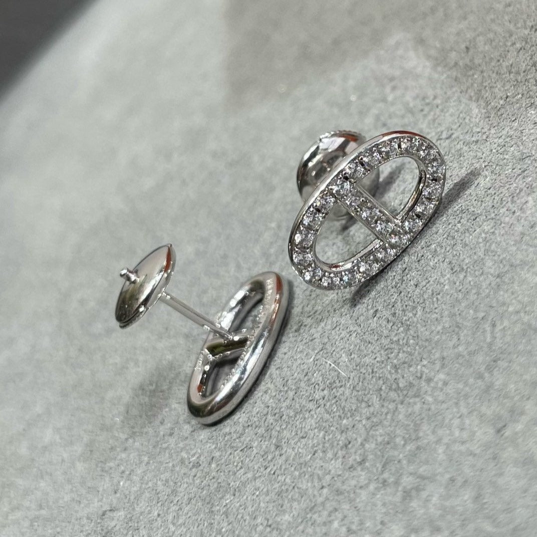 [Spark]HM FULL DIAMOND PIG NOSE STUD EARRINGS