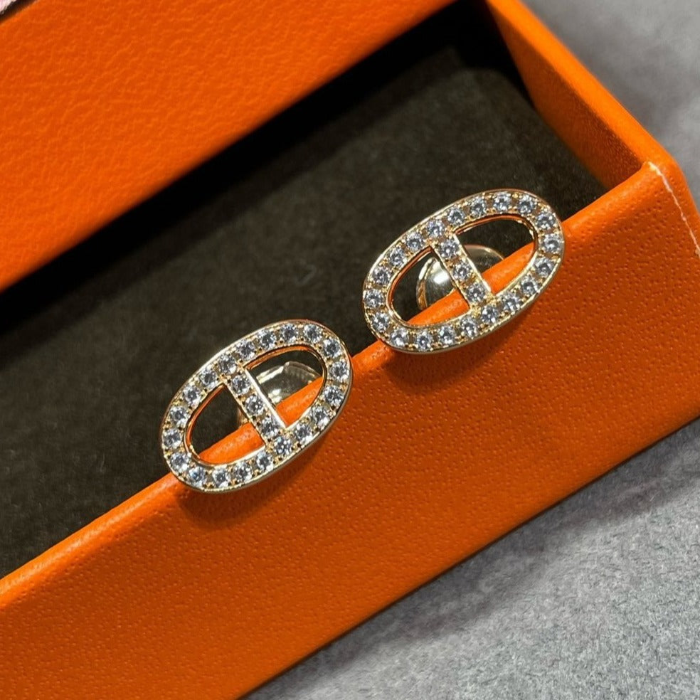 [Spark]HM FULL DIAMOND PIG NOSE STUD EARRINGS