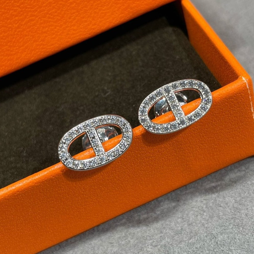 [Spark]HM FULL DIAMOND PIG NOSE STUD EARRINGS