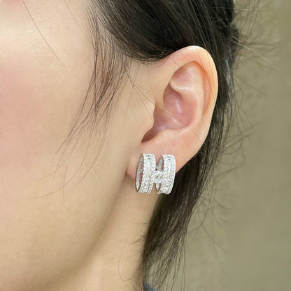 [Spark]H STUD EARRINGS WITH SILVER DIAMONDS