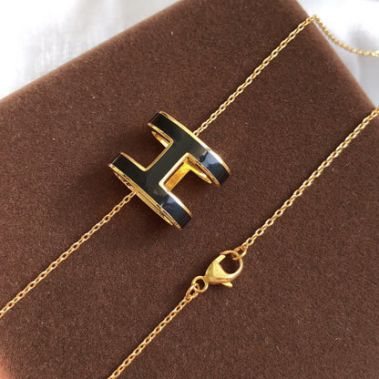 [Spark]HM CLIC BLACK ENAMEL GOLD NECKLACE