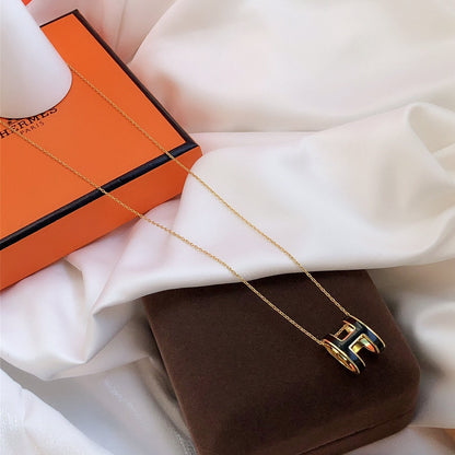 [Spark]HM CLIC BLACK ENAMEL GOLD NECKLACE