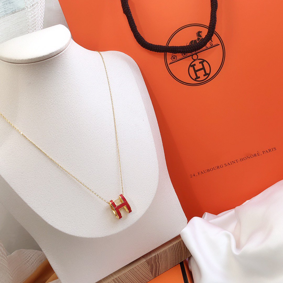 [Spark]HM CLIC RED ENAMEL GOLD NECKLACE