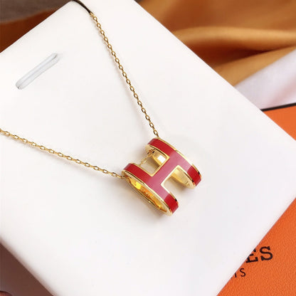 [Spark]HM CLIC RED ENAMEL GOLD NECKLACE