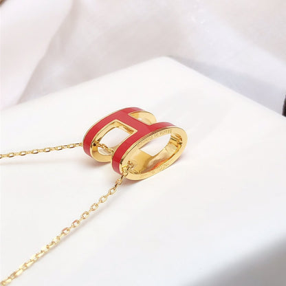 [Spark]HM CLIC RED ENAMEL GOLD NECKLACE