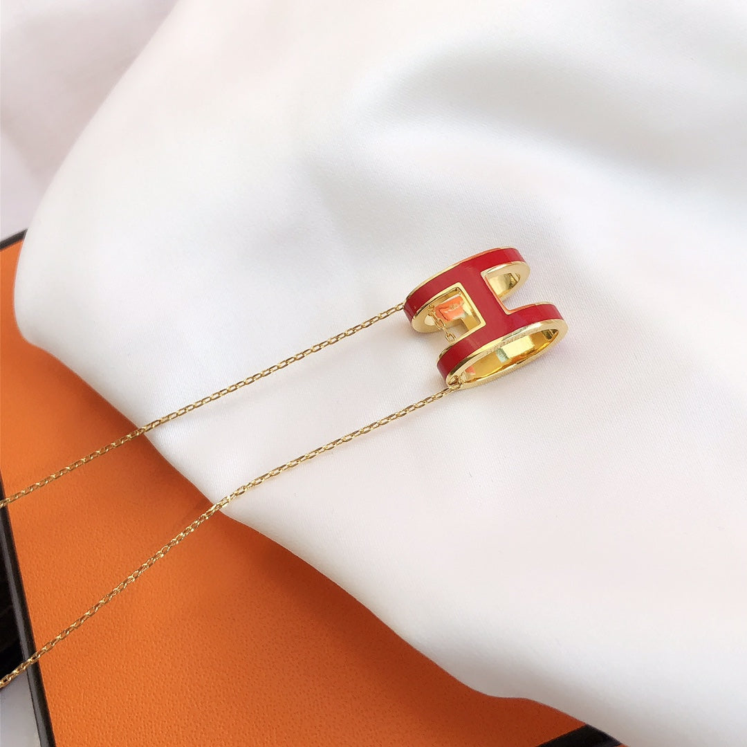 [Spark]HM CLIC RED ENAMEL GOLD NECKLACE