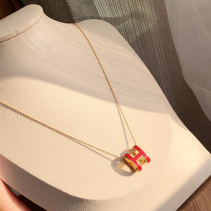 [Spark]HM CLIC RED ENAMEL GOLD NECKLACE