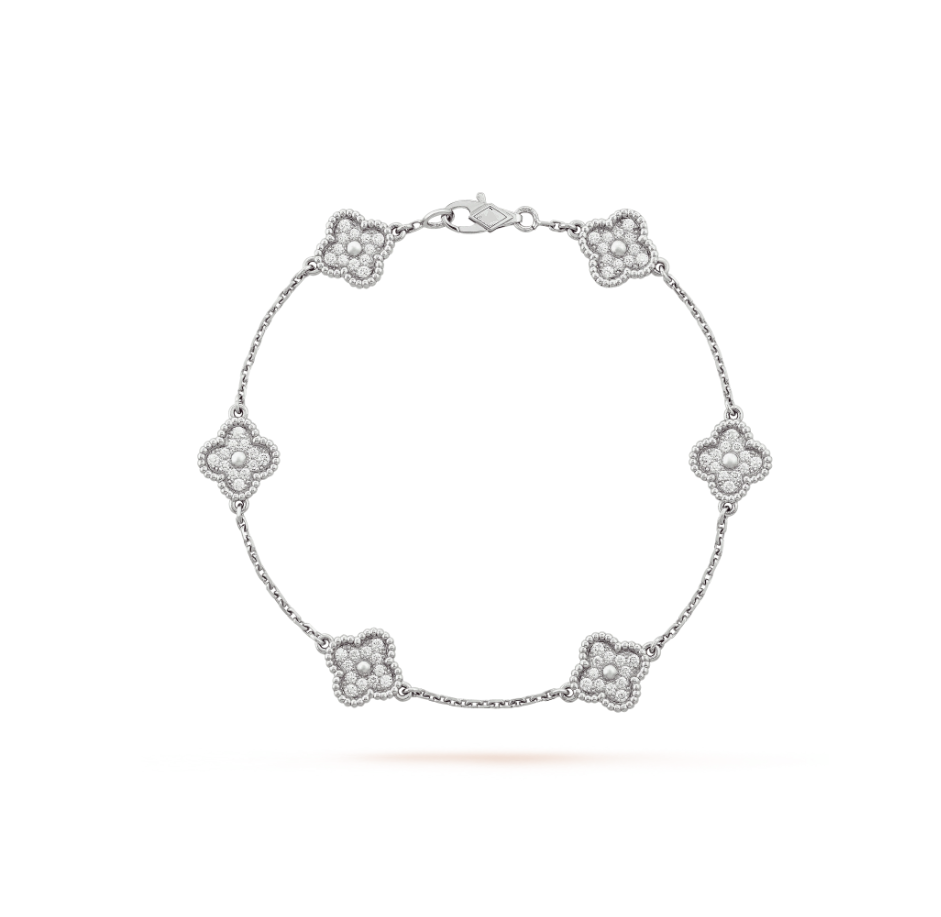 [Spark]CLOVER 6 MOTIF SILVER DIAMOND BRACELET