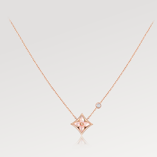 [Spark]STAR PINK MOP 1 DIAMOND PINK GOLD NECKLACE