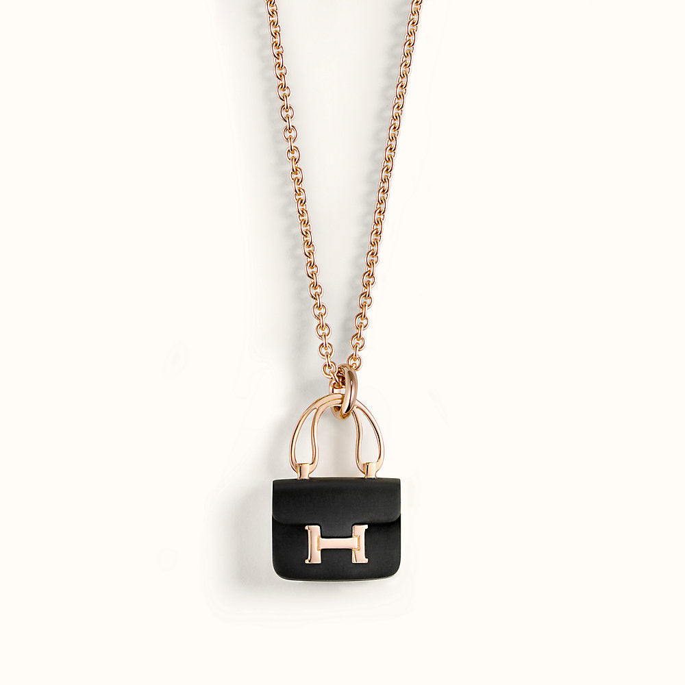 [Spark]CONSTANCE BLACK PEDANT PINK GOLD NECKLACE