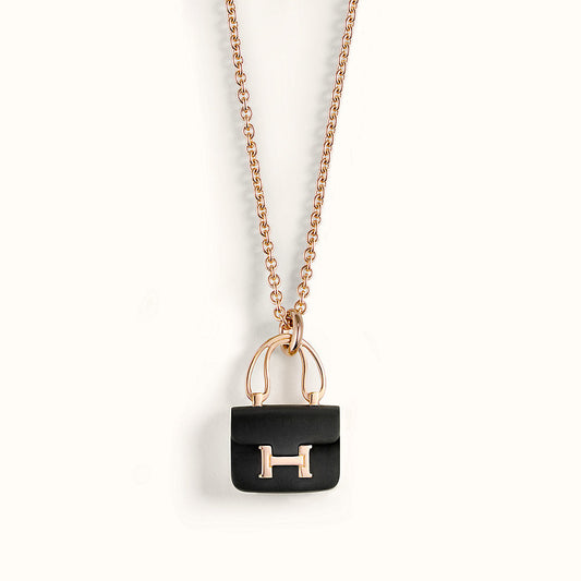 [Spark]CONSTANCE BLACK PEDANT PINK GOLD NECKLACE
