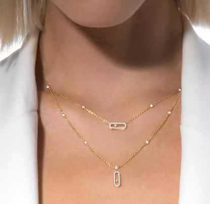 [Spark]MS Double-Circle Full-Diamond Necklace