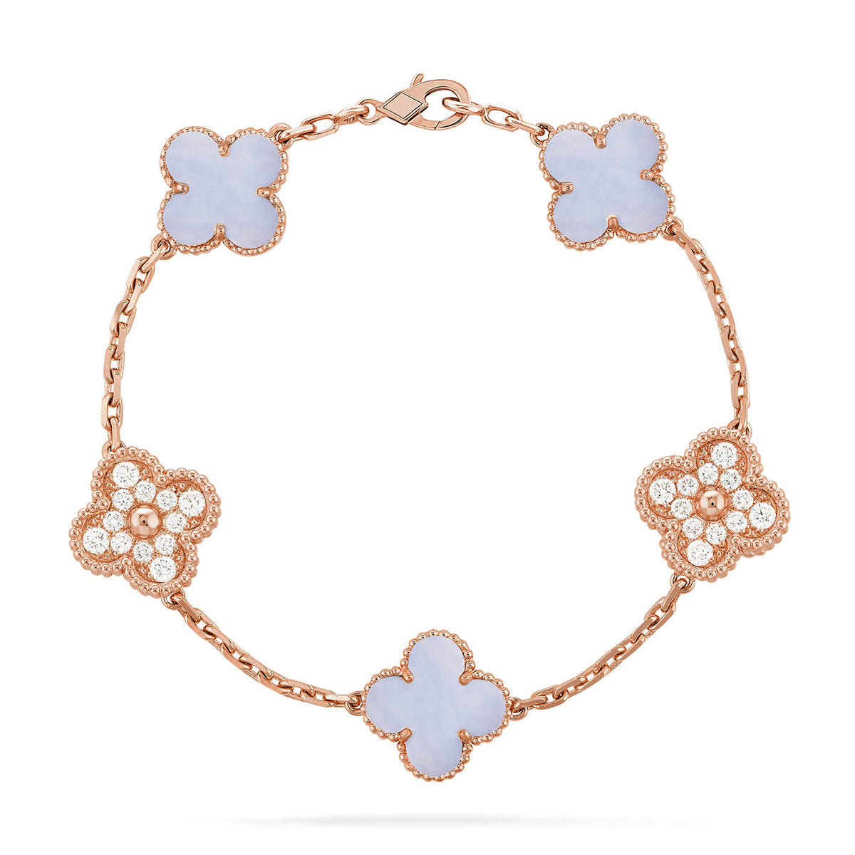 [Spark] CLOVER 5 MOTIF PURPLE CHALCEDONY BRACELET COLLECTION