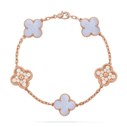 [Spark] CLOVER 5 MOTIF PURPLE CHALCEDONY BRACELET COLLECTION