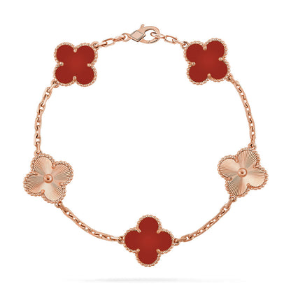 [Spark] CLOVER 5 MOTIF RED CORNELIAN BRACELET COLLECTION