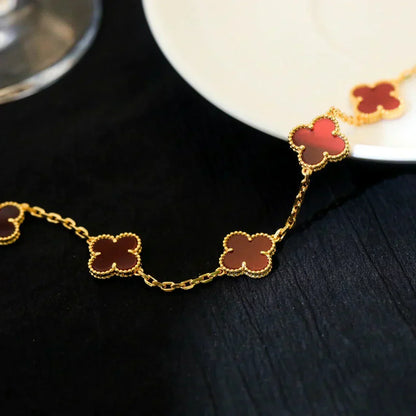 [Spark] CLOVER 5 MOTIF RED CORNELIAN BRACELET COLLECTION