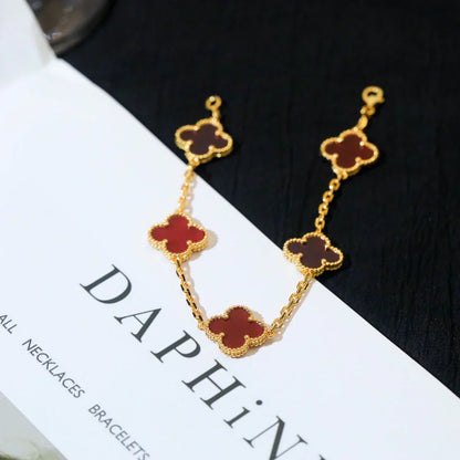 [Spark] CLOVER 5 MOTIF RED CORNELIAN BRACELET COLLECTION