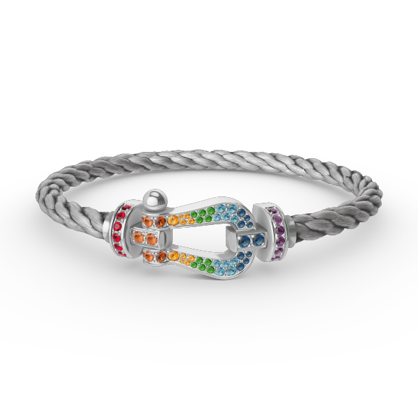 [Spark]FORC LARGE HORSESHOE  COLORED DIAMOND BRACELET SILVER