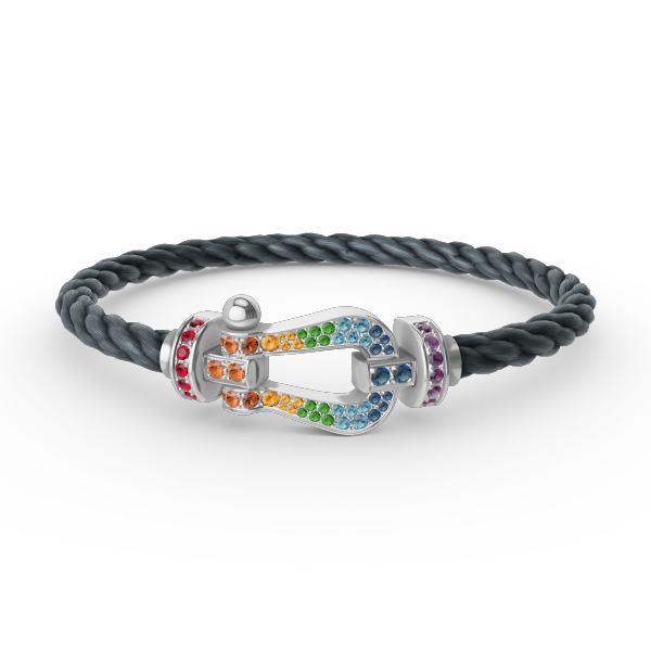 [Spark]FORC LARGE HORSESHOE  COLORED DIAMOND BRACELET SILVER