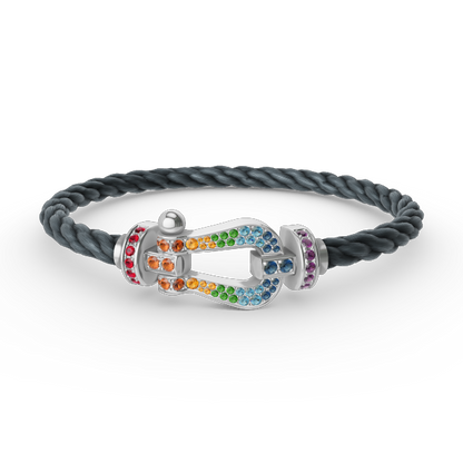 [Spark]FORC LARGE HORSESHOE  COLORED DIAMOND BRACELET SILVER