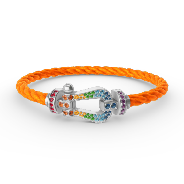 [Spark]FORC LARGE HORSESHOE  COLORED DIAMOND BRACELET SILVER