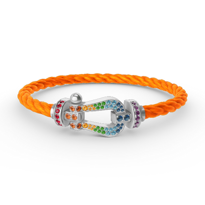 [Spark]FORC LARGE HORSESHOE  COLORED DIAMOND BRACELET SILVER