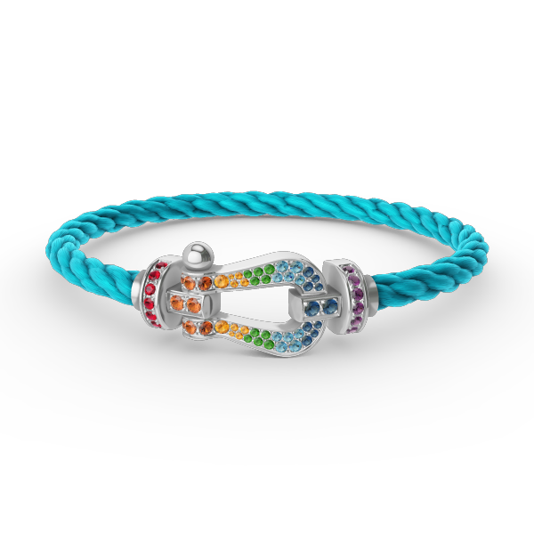 [Spark]FORC LARGE HORSESHOE  COLORED DIAMOND BRACELET SILVER