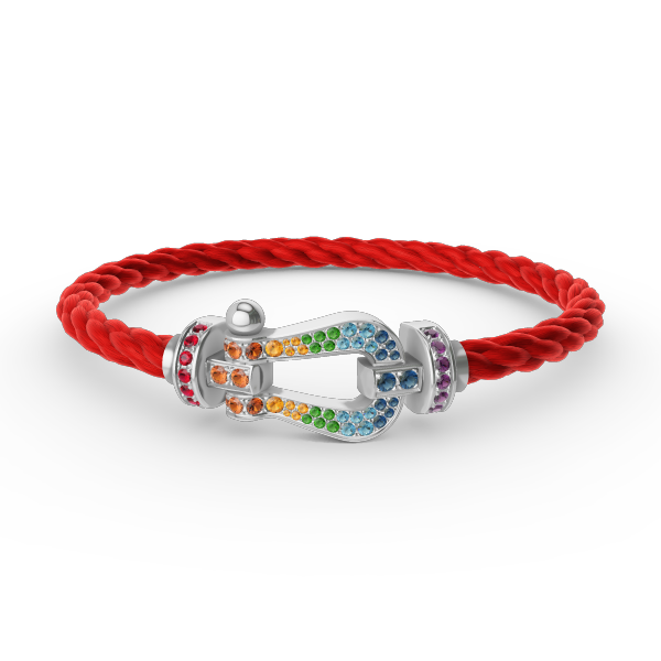 [Spark]FORC LARGE HORSESHOE  COLORED DIAMOND BRACELET SILVER