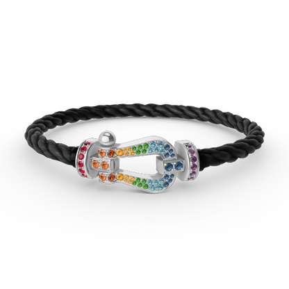 [Spark]FORC LARGE HORSESHOE  COLORED DIAMOND BRACELET SILVER