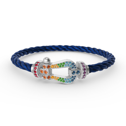 [Spark]FORC LARGE HORSESHOE  COLORED DIAMOND BRACELET SILVER