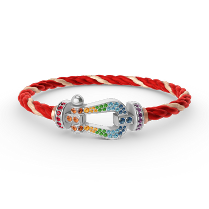 [Spark]FORC LARGE HORSESHOE  COLORED DIAMOND BRACELET SILVER