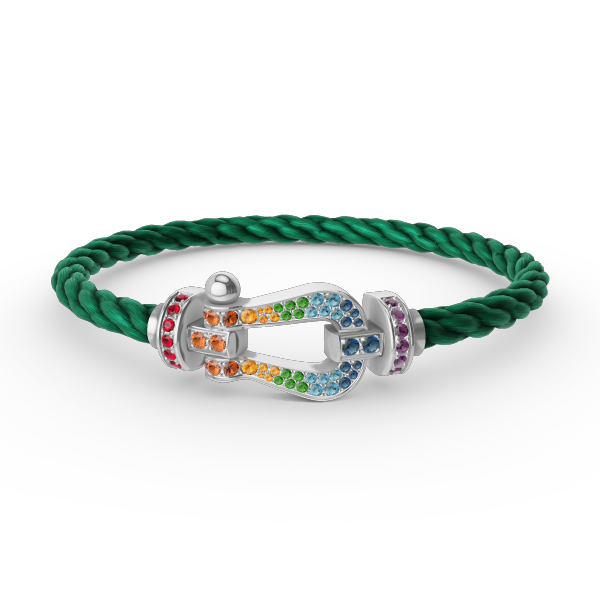 [Spark]FORC LARGE HORSESHOE  COLORED DIAMOND BRACELET SILVER