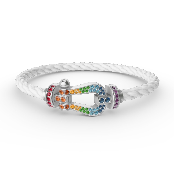 [Spark]FORC LARGE HORSESHOE  COLORED DIAMOND BRACELET SILVER