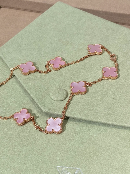[Spark Jewellery] Pink Necklace with Ten Clover Designs