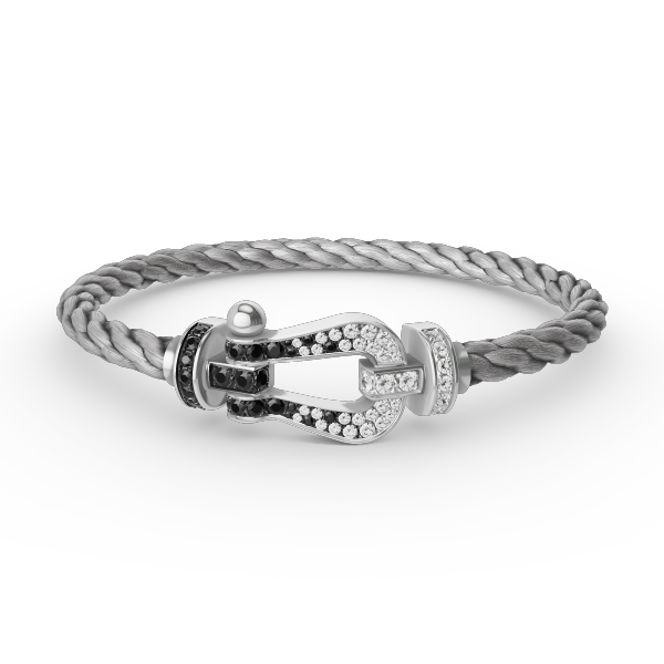 [Spark]FORCE LARGE HORSESHOE BLACK WHITE DIAMOND BRACELET SILVER