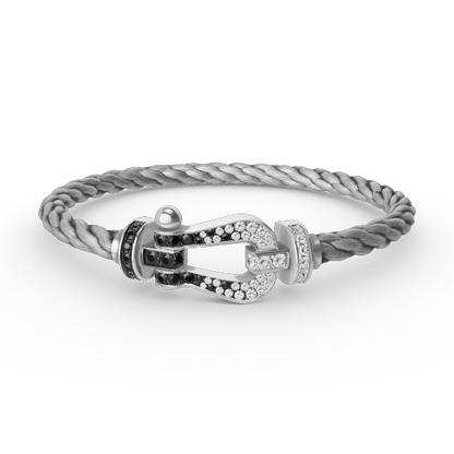 [Spark]FORCE LARGE HORSESHOE BLACK WHITE DIAMOND BRACELET SILVER