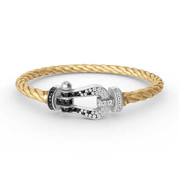 [Spark]FORCE LARGE HORSESHOE BLACK WHITE DIAMOND BRACELET SILVER