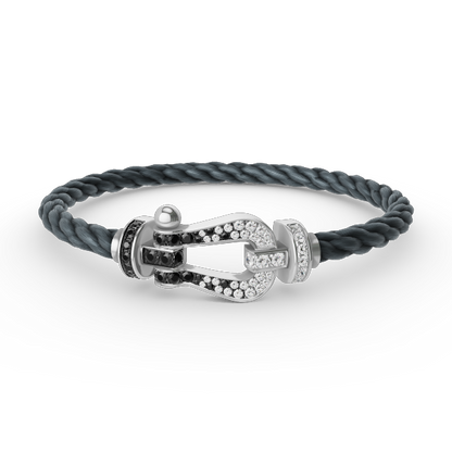 [Spark]FORCE LARGE HORSESHOE BLACK WHITE DIAMOND BRACELET SILVER