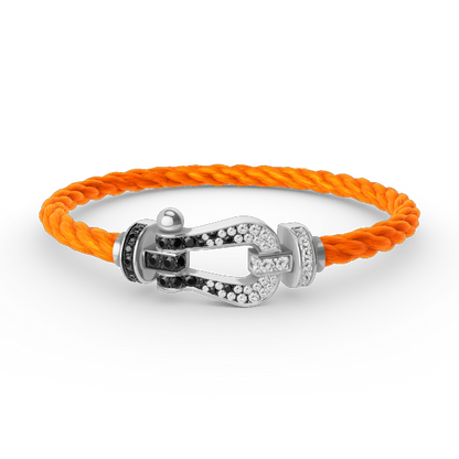 [Spark]FORCE LARGE HORSESHOE BLACK WHITE DIAMOND BRACELET SILVER