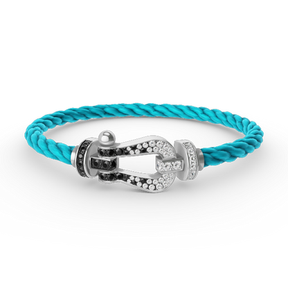 [Spark]FORCE LARGE HORSESHOE BLACK WHITE DIAMOND BRACELET SILVER