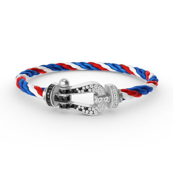 [Spark]FORCE LARGE HORSESHOE BLACK WHITE DIAMOND BRACELET SILVER