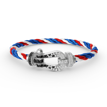 [Spark]FORCE LARGE HORSESHOE BLACK WHITE DIAMOND BRACELET SILVER