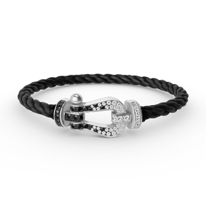 [Spark]FORCE LARGE HORSESHOE BLACK WHITE DIAMOND BRACELET SILVER