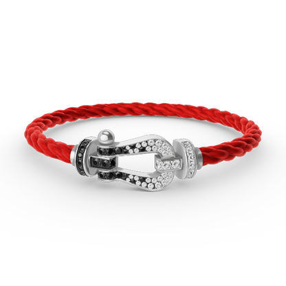 [Spark]FORCE LARGE HORSESHOE BLACK WHITE DIAMOND BRACELET SILVER